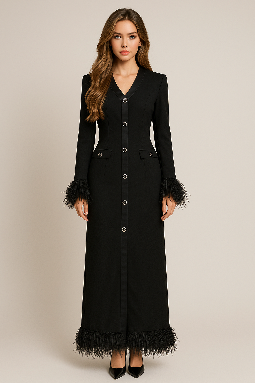 Kaia Feather maxi dress